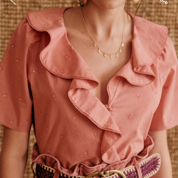 Sezane Irene Blouse in Peach Blush - Picture 2 of 5